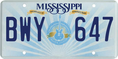 MS license plate BWY647