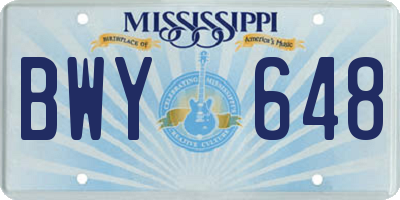 MS license plate BWY648
