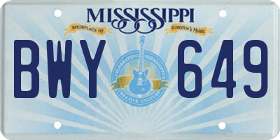 MS license plate BWY649