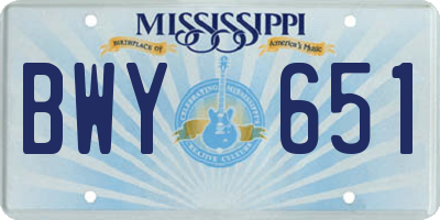 MS license plate BWY651