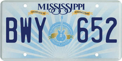 MS license plate BWY652