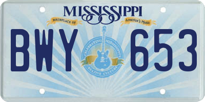 MS license plate BWY653