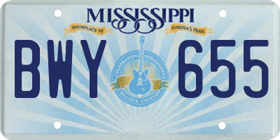 MS license plate BWY655
