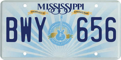 MS license plate BWY656
