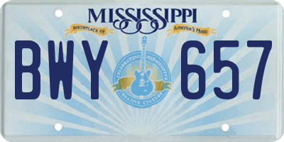 MS license plate BWY657