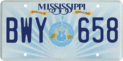 MS license plate BWY658