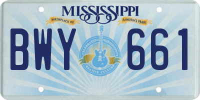 MS license plate BWY661