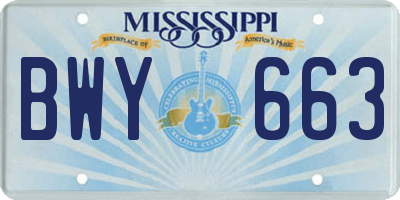 MS license plate BWY663