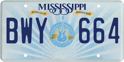 MS license plate BWY664