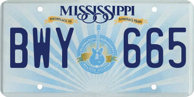 MS license plate BWY665