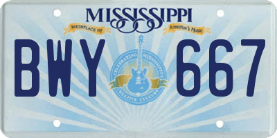 MS license plate BWY667