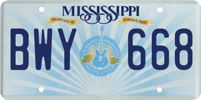 MS license plate BWY668