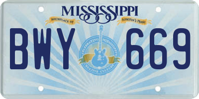 MS license plate BWY669