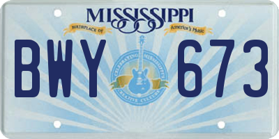 MS license plate BWY673
