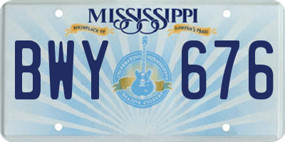 MS license plate BWY676