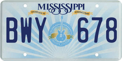 MS license plate BWY678
