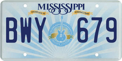 MS license plate BWY679