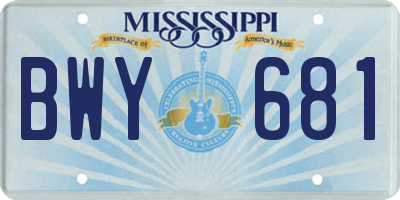 MS license plate BWY681