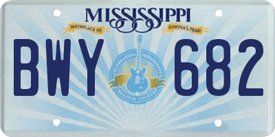 MS license plate BWY682