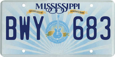 MS license plate BWY683
