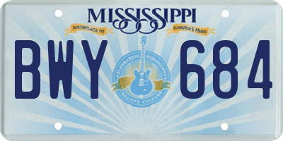 MS license plate BWY684
