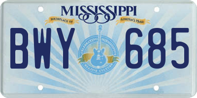 MS license plate BWY685