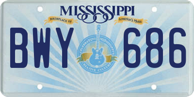MS license plate BWY686