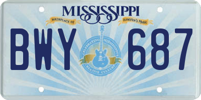 MS license plate BWY687