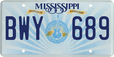 MS license plate BWY689