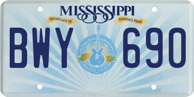 MS license plate BWY690