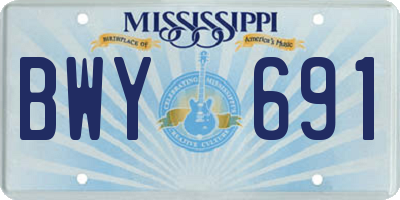 MS license plate BWY691