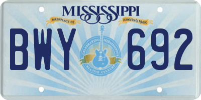 MS license plate BWY692