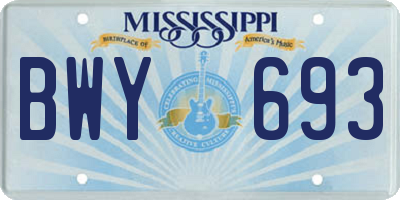 MS license plate BWY693