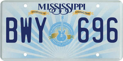MS license plate BWY696