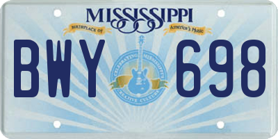 MS license plate BWY698