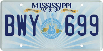 MS license plate BWY699