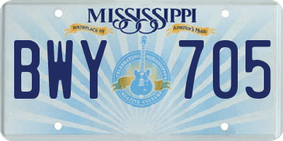 MS license plate BWY705