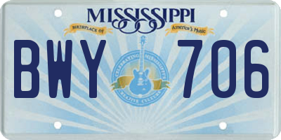 MS license plate BWY706