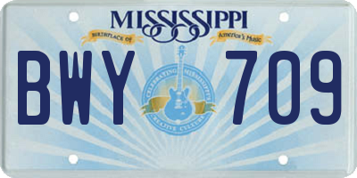 MS license plate BWY709