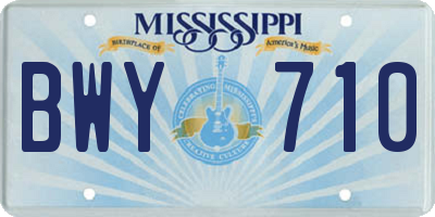 MS license plate BWY710