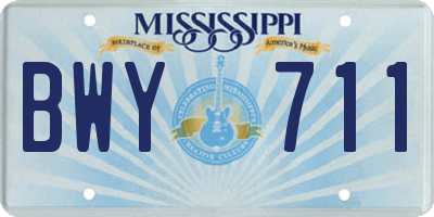 MS license plate BWY711