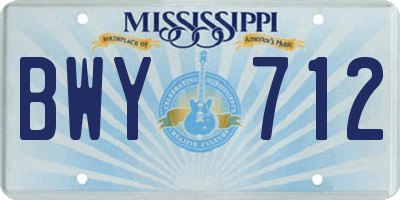 MS license plate BWY712