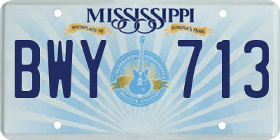 MS license plate BWY713