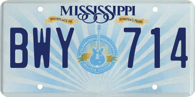 MS license plate BWY714