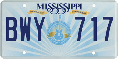 MS license plate BWY717