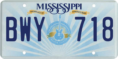 MS license plate BWY718