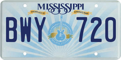 MS license plate BWY720