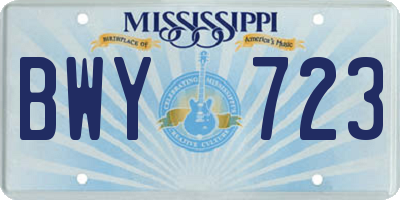 MS license plate BWY723