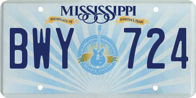 MS license plate BWY724