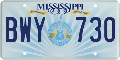 MS license plate BWY730